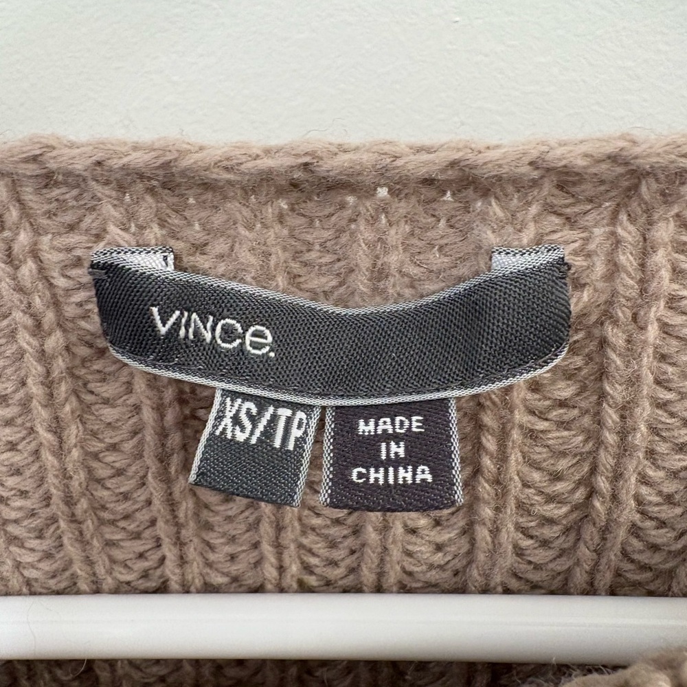Vince Brown Boatneck Yak Wool Knit Cropped Sweater Size XS - Picture 3 of 13